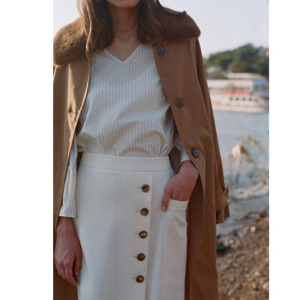 Jeana Sohn Taylor Classic Trench with Faux Fur Collar in Toffee Brown